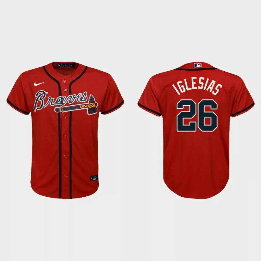 Youth Atlanta Braves Raisel Iglesias Red Replica Alternate Jersey