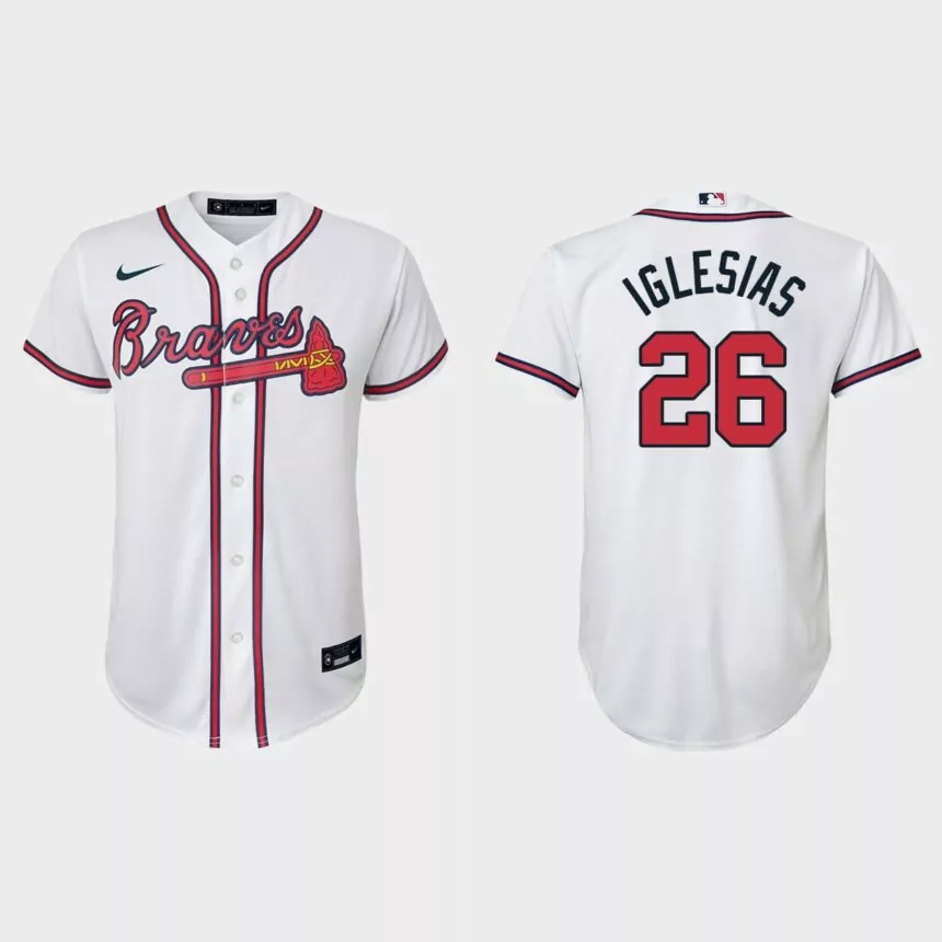 Youth Atlanta Braves Raisel Iglesias White Replica Home Jersey