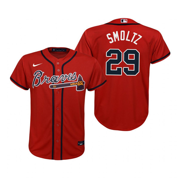 Youth Atlanta Braves Retired Player #29 John Smoltz Nike Red Alternate Cool  Base Jersey