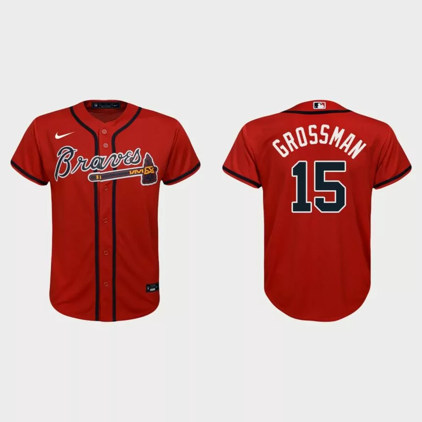 Youth Atlanta Braves Robbie Grossman Red Replica Alternate Jersey