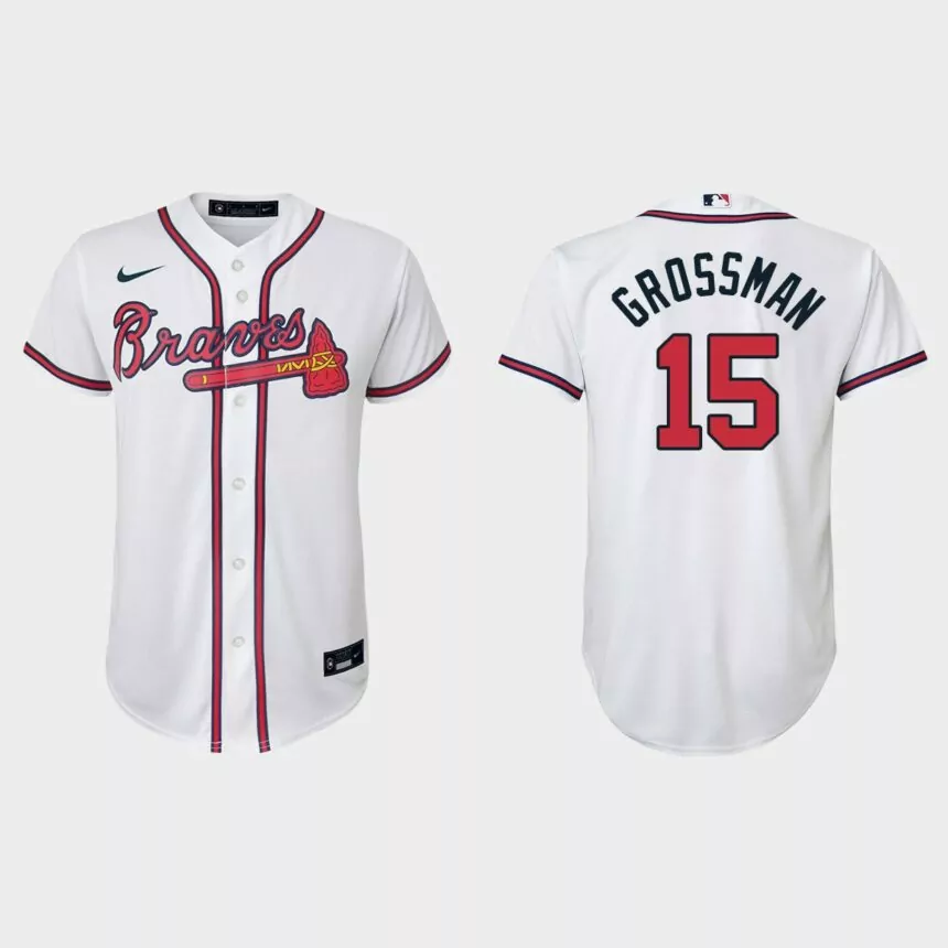 Youth Atlanta Braves Robbie Grossman White Replica Home Jersey