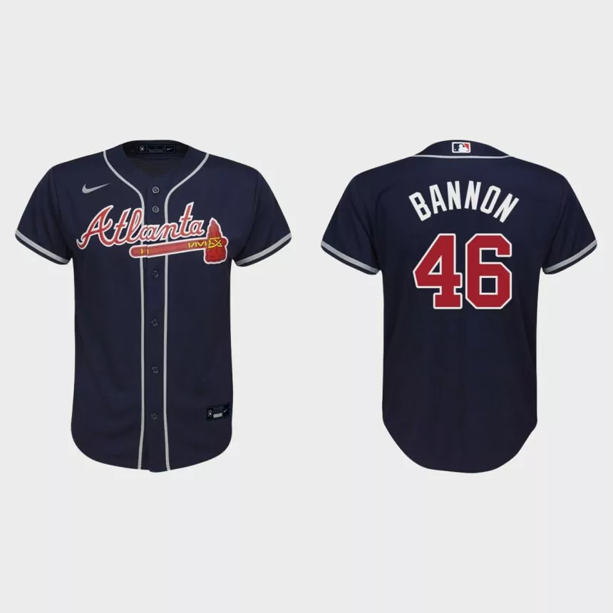 Youth Atlanta Braves Rylan Bannon Navy Replica Alternate Jersey