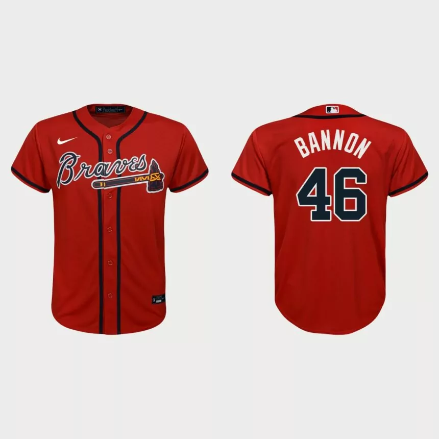 Youth Atlanta Braves Rylan Bannon Red Replica Alternate Jersey