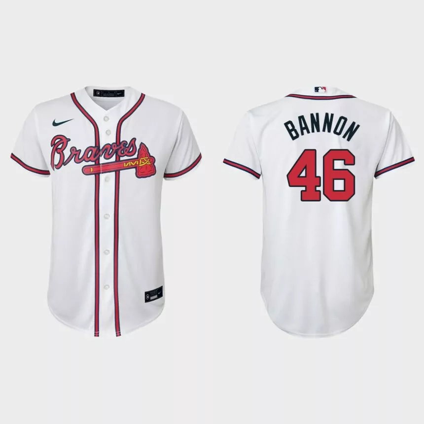 Youth Atlanta Braves Rylan Bannon White Replica Home Jersey