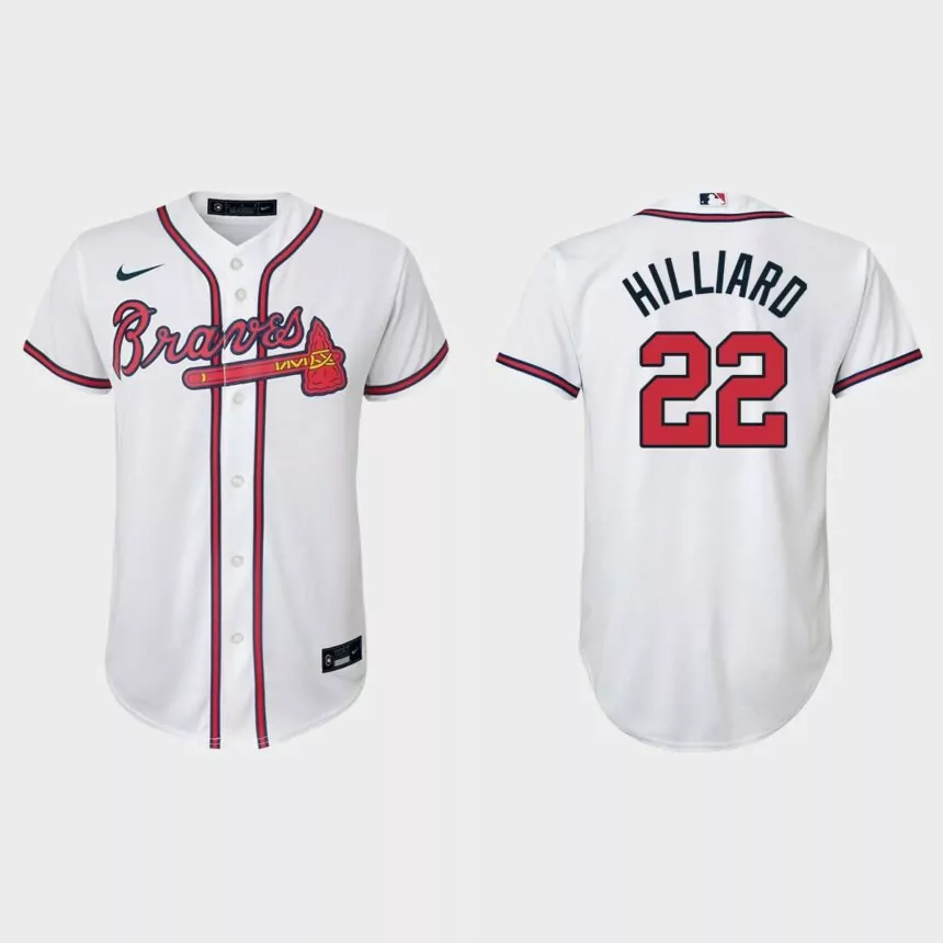 Youth Atlanta Braves Sam Hilliard White Replica Home Jersey
