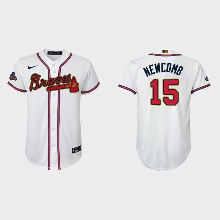 Youth Atlanta Braves Sean Newcomb 2022 Gold Program White Replica Jersey