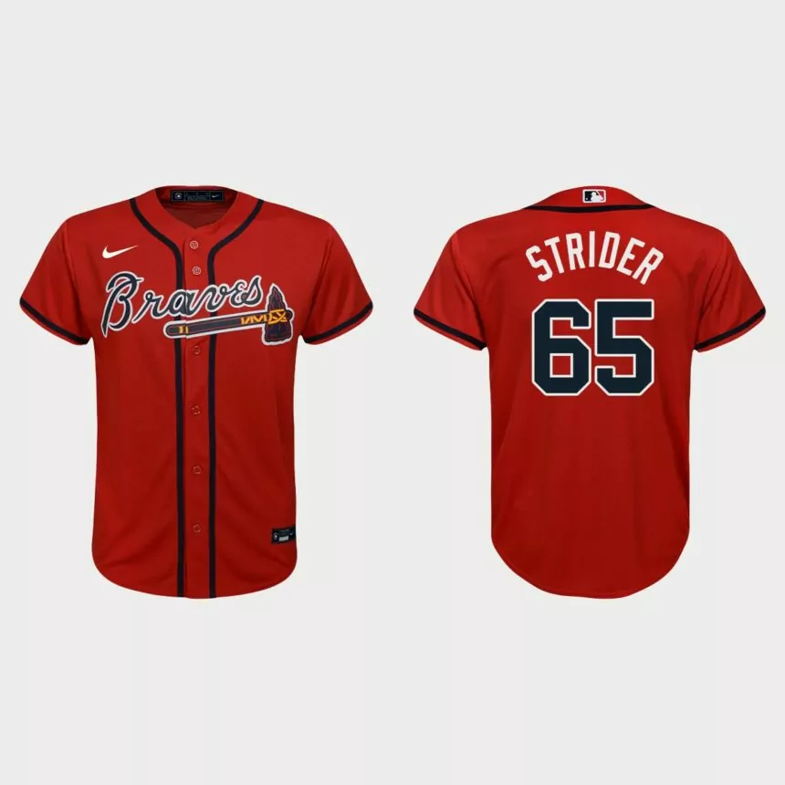 Youth Atlanta Braves Spencer Strider Red Replica Alternate Jersey