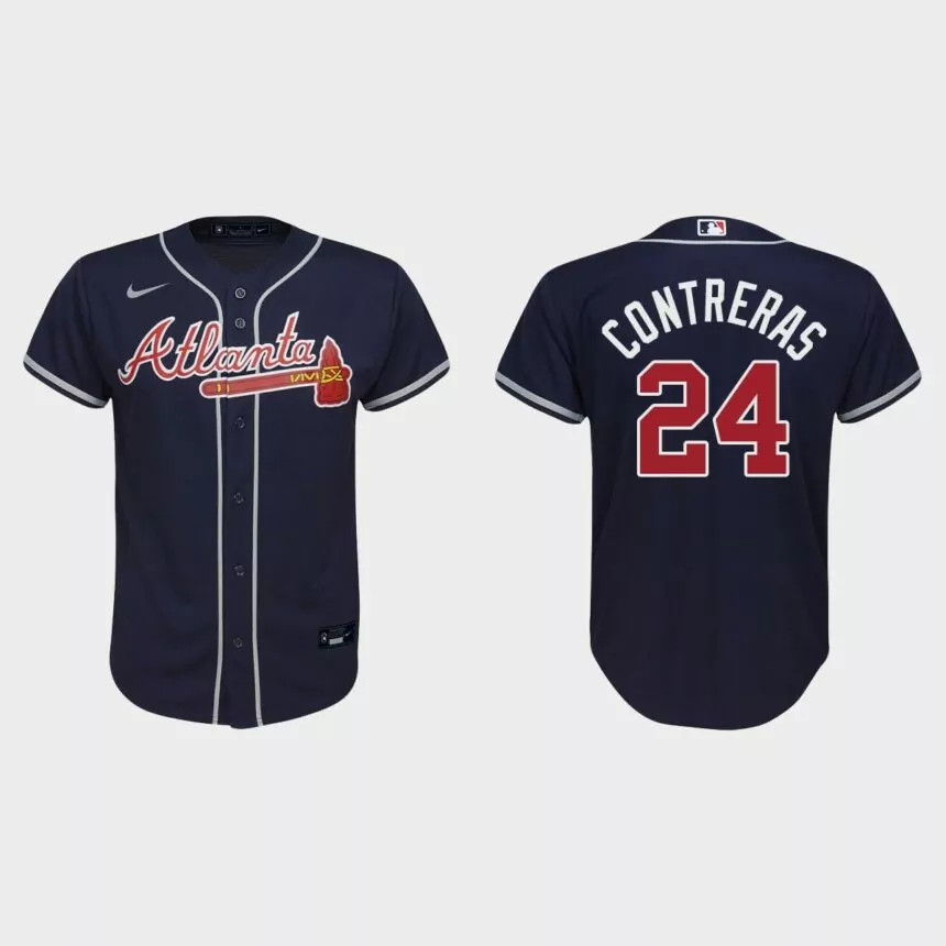 Youth Atlanta Braves William Contreras Navy Replica Alternate Jersey