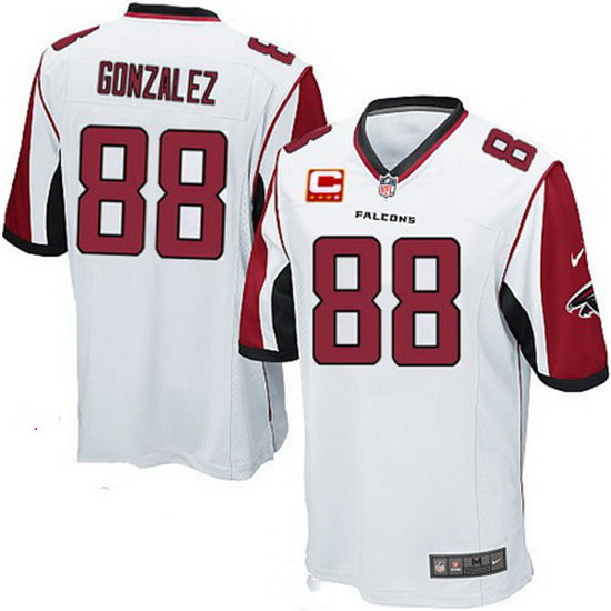 Youth Atlanta Falcons #88 Tony Gonzalez Retired White Road Stitched C Patch NFL Nike Game Jersey
