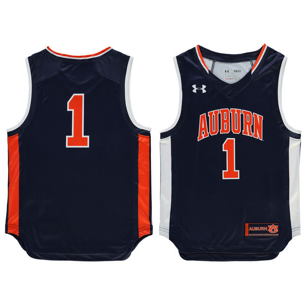 Youth Auburn Tigers #1 Navy Basketball Jersey