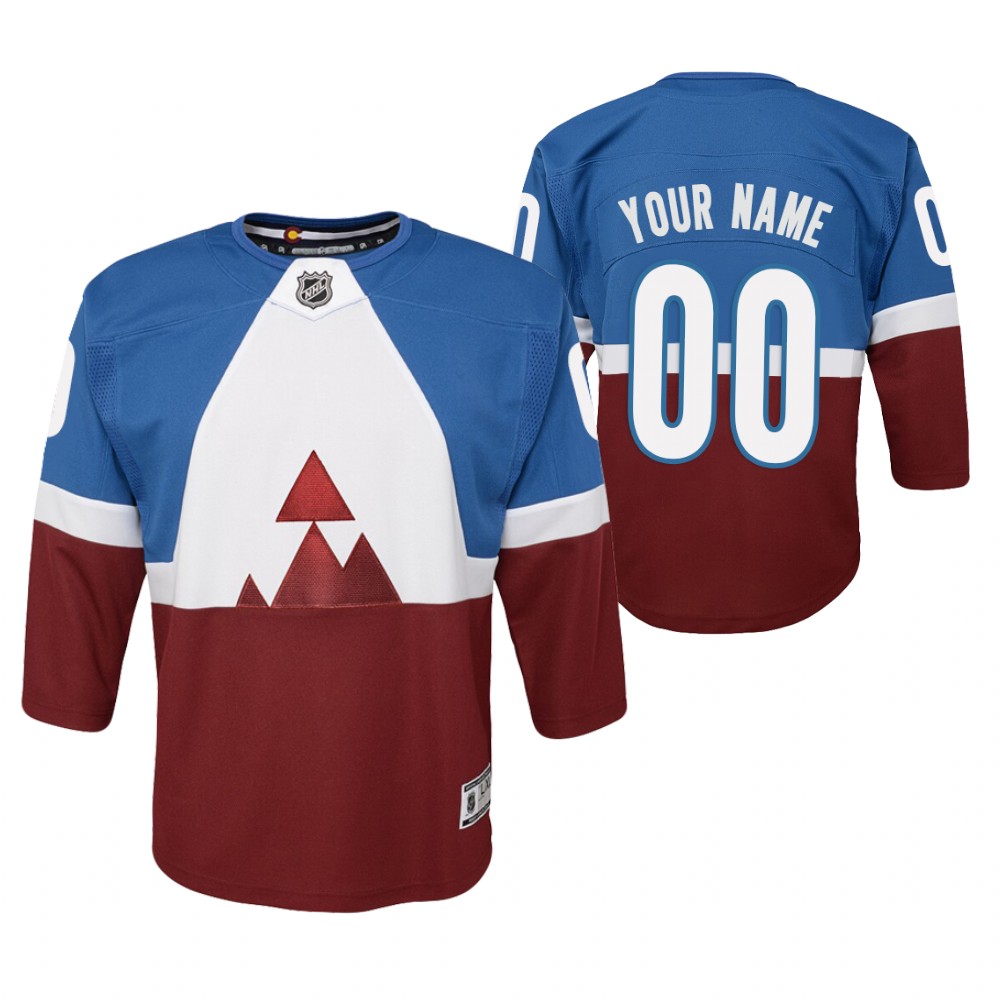 Youth Avalanche #00 Custom Blue Burgundy 2020 Stadium Series Premier Player Jersey