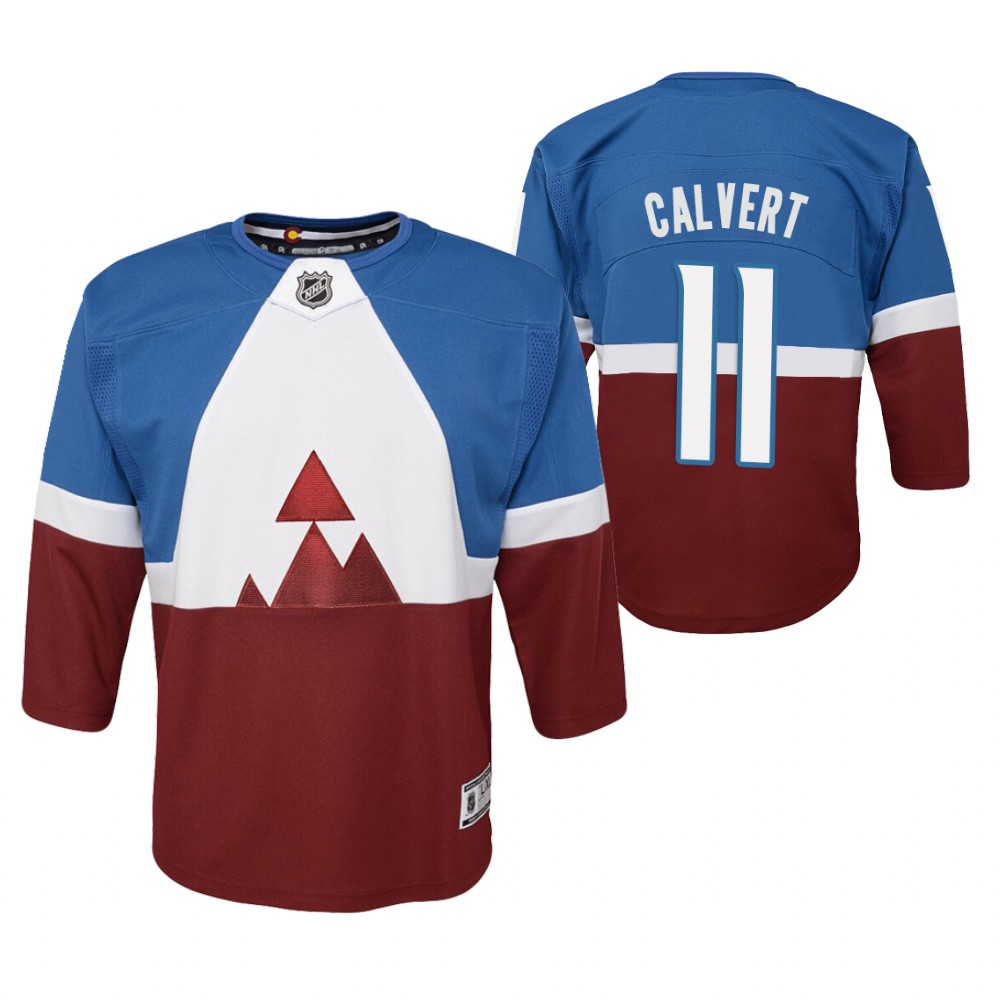 Youth Avalanche #11 Matt Calvert Blue Burgundy 2020 Stadium Series Premier Player Jersey