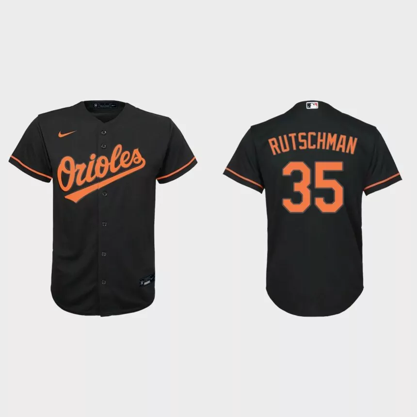 Youth Baltimore Orioles Adley Rutschman Black Replica Alternate Jersey