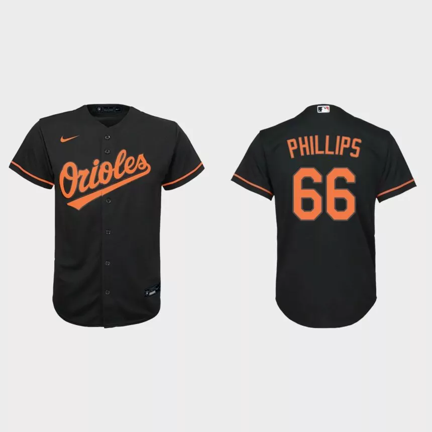 Youth Baltimore Orioles Brett Phillips Black Replica Alternate Jersey