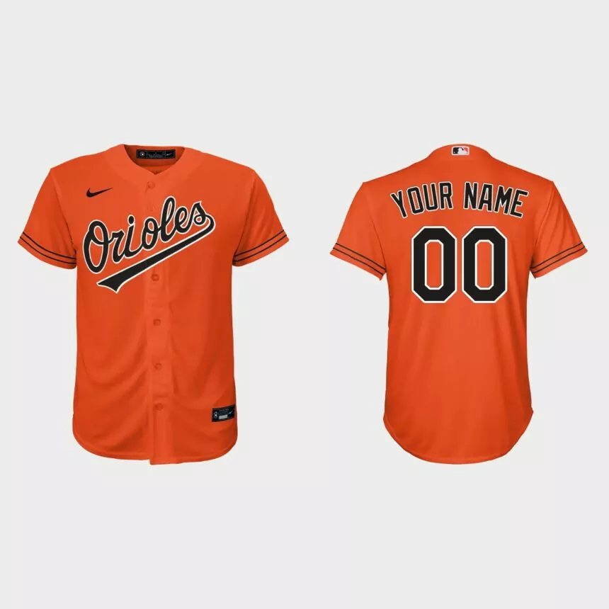 Youth Baltimore Orioles Custom Orange Replica Jersey
