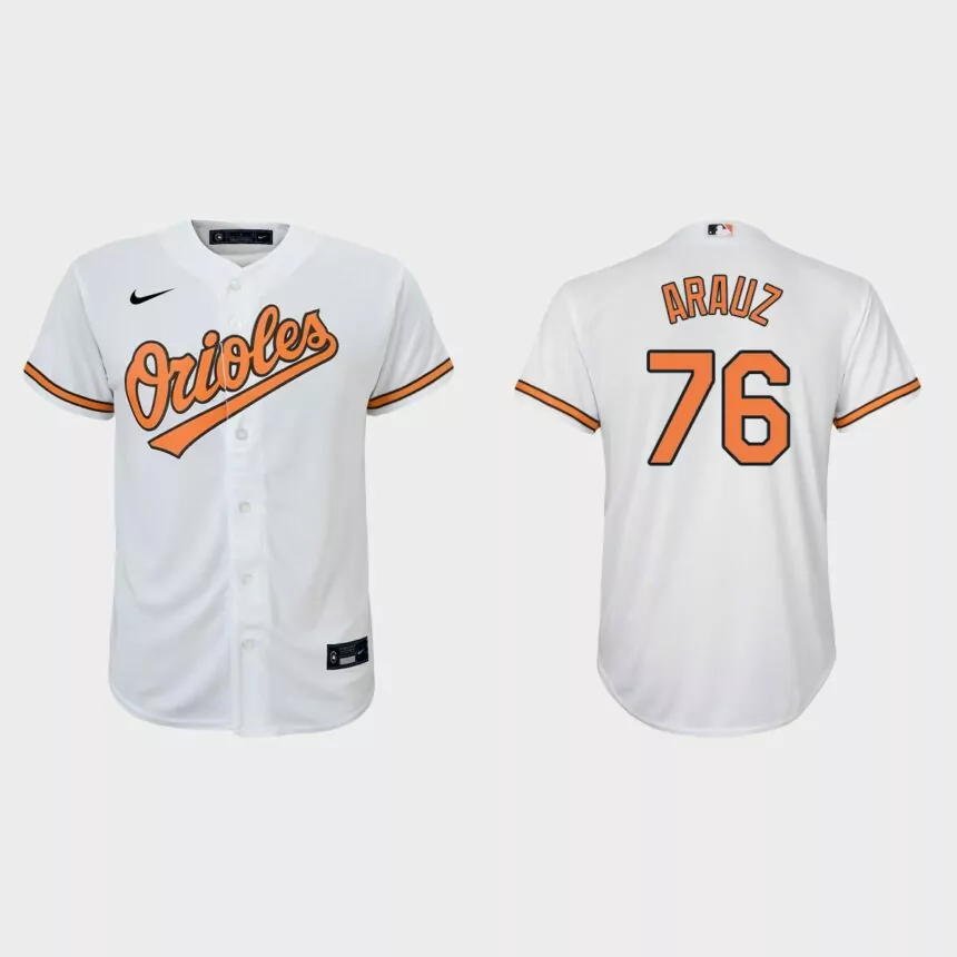 Youth Baltimore Orioles Jonathan Arauz White Replica Home Jersey