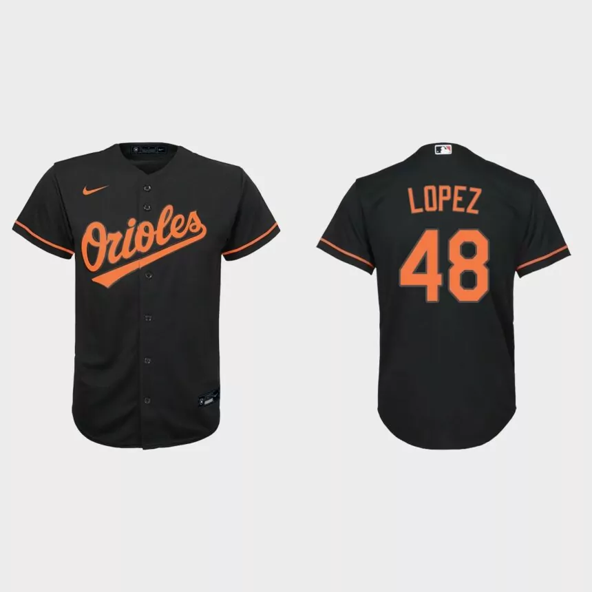 Youth Baltimore Orioles Jorge Lopez Black Replica Alternate Jersey
