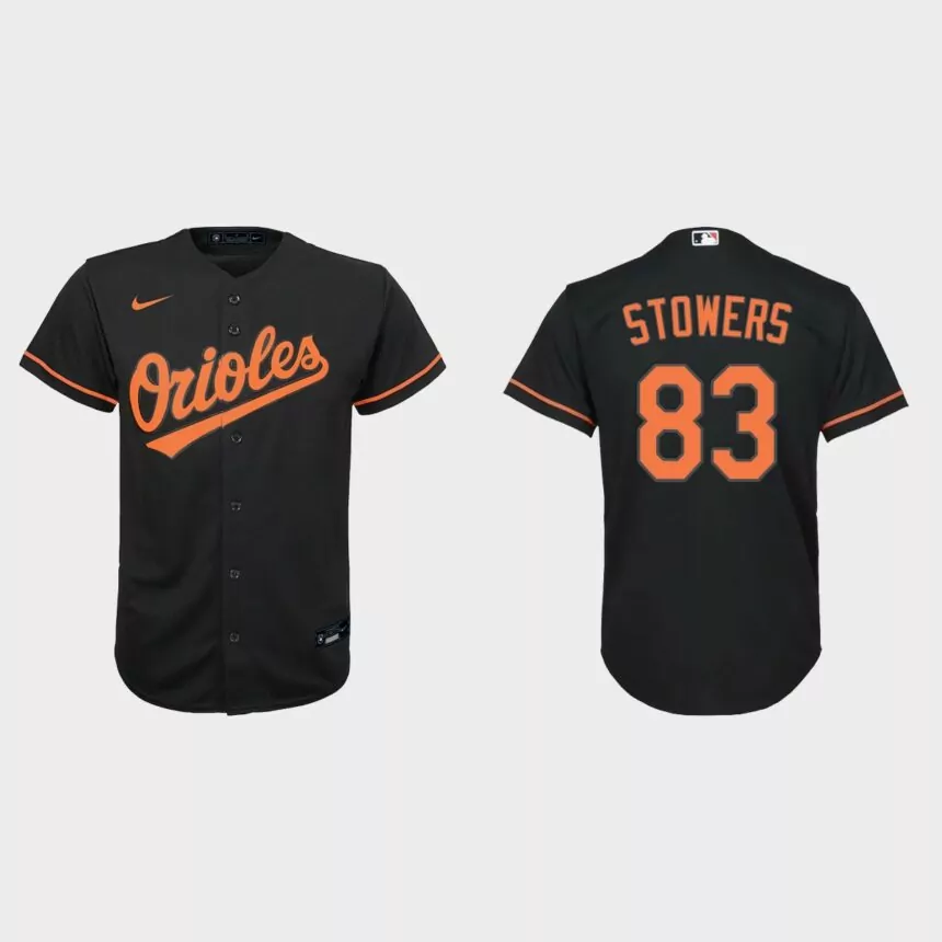 Youth Baltimore Orioles Kyle Stowers Black Replica Alternate Jersey