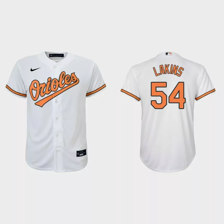 Youth Baltimore Orioles Travis Lakins White Replica Home Jersey