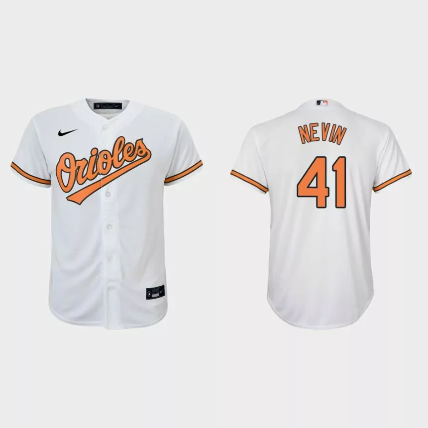 Youth Baltimore Orioles Tyler Nevin White Replica Home Jersey