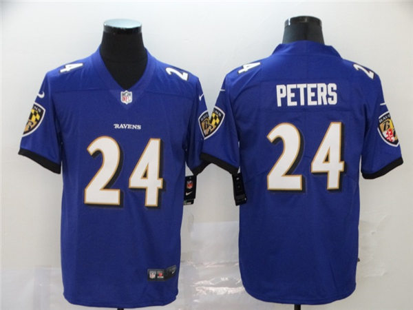 Youth Baltimore Ravens #24 Marcus Peters Nike Purple Stitched NFL Limited Stitched Jersey