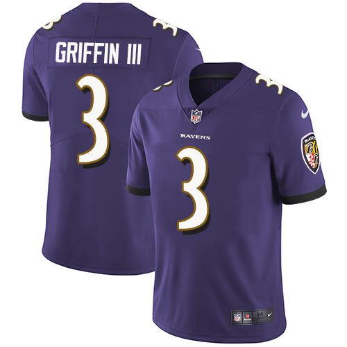 Youth Baltimore Ravens #3 Robert Griffin III Vapor Untouchable Limited Purple Jersey