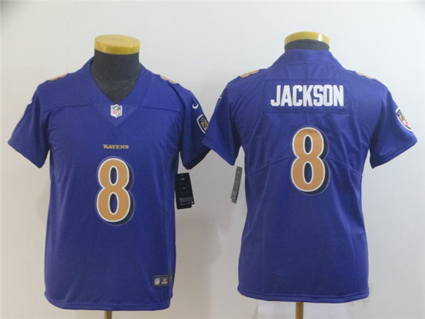 Youth Baltimore Ravens #8 Lamar Jackson Nike Purple Color Rush Limited Stitched Jersey