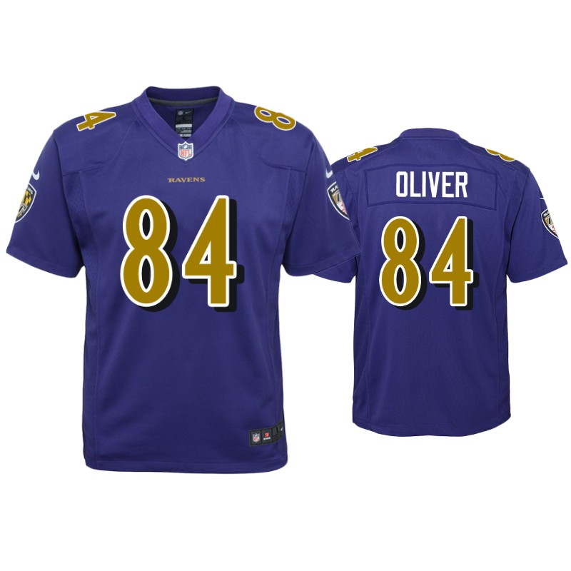 Youth Baltimore Ravens #84 Josh Oliver Nike Purple Color Rush Jersey