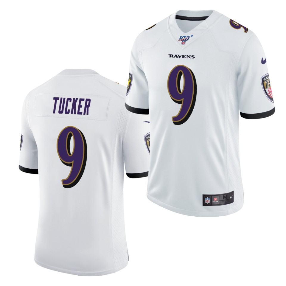 Youth Baltimore Ravens #9 Justin Tucker Nike White Player Game Jersey