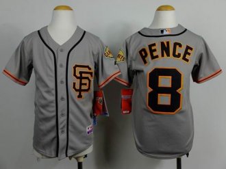Youth Baseball Giants #8 Hunter Pence Grey Road 2 Cool Base Stitched Jersey