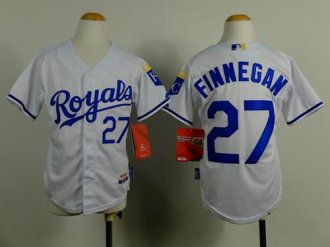 Youth Baseball Royals #27 Brandon Finnegan White Cool Base Stitched Jersey