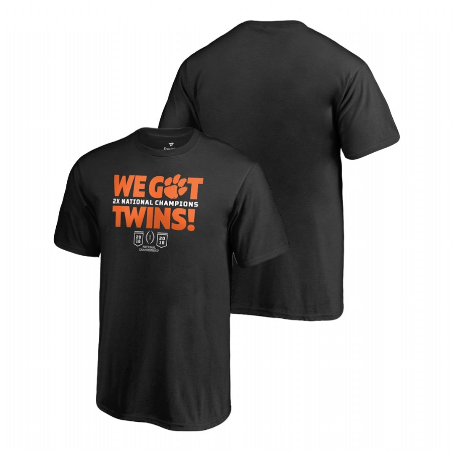 Youth Black College Football Playoff 2018 National Champions Clemson Tigers We Got Twins T-Shirt
