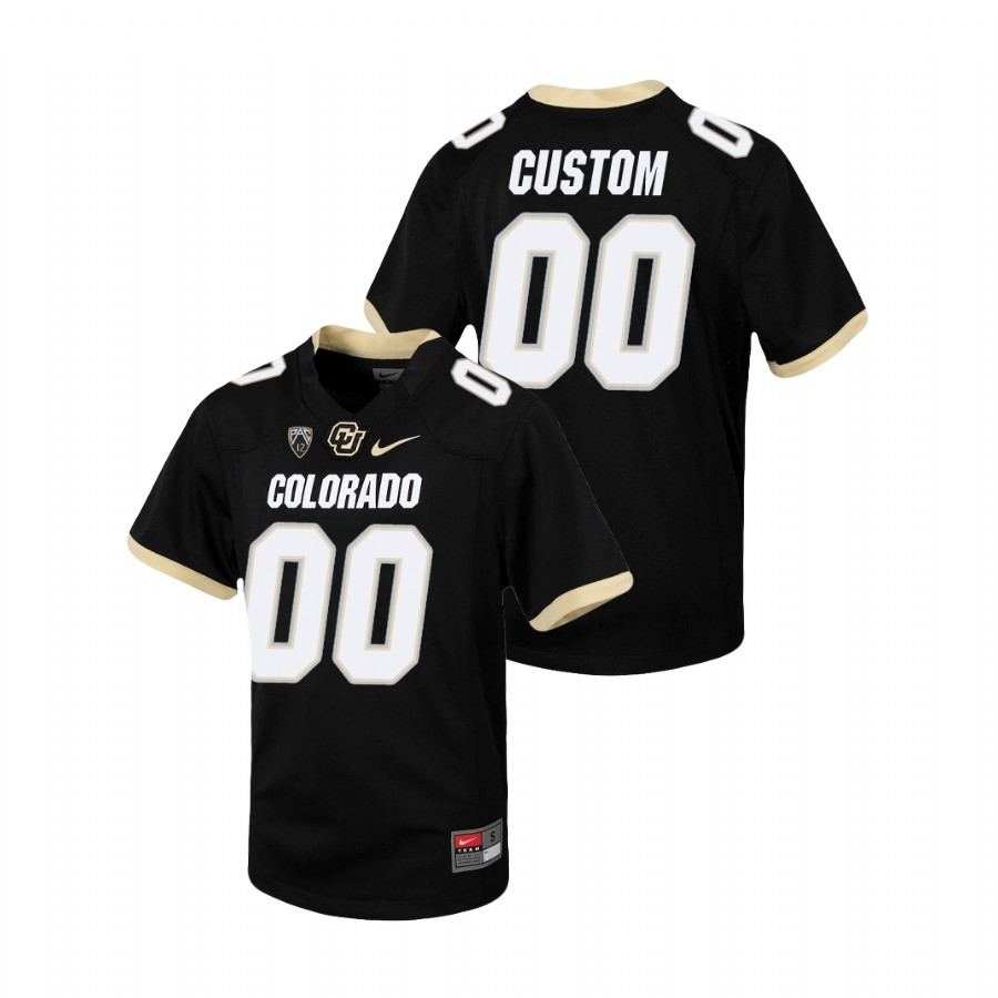 Youth Black Colorado Buffaloes Custom Replica Football Jersey