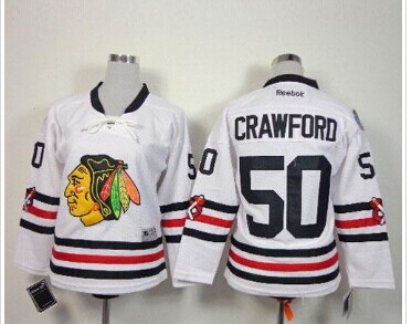 Youth Blackhawks #50 Corey Crawford White 2015 Winter Classic NHL Jersey