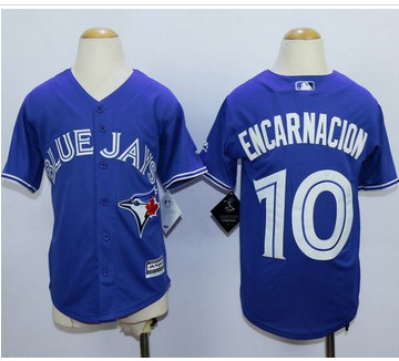 Youth Blue Jays #10 Edwin Encarnacion Blue Cool Base Stitched MLB Jersey