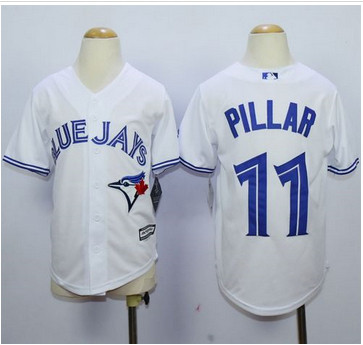 Youth Blue Jays #11 Kevin Pillar White Cool Base Stitched MLB Jersey