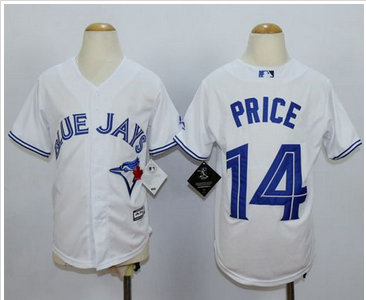 Youth Blue Jays #14 David Price White Cool Base Stitched MLB Jersey