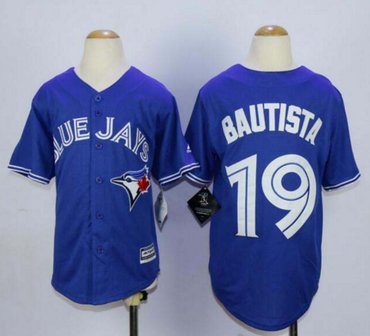 Youth Blue Jays #19 Jose Bautista Blue New Cool Base Stitched Baseball Jersey