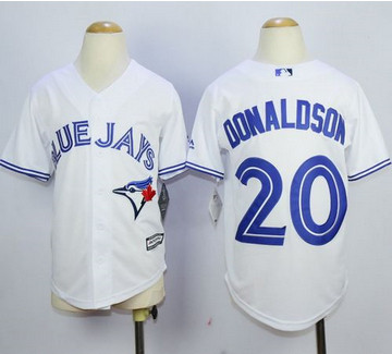 Youth Blue Jays #20 Josh Donaldson White Cool Base Stitched MLB Jersey