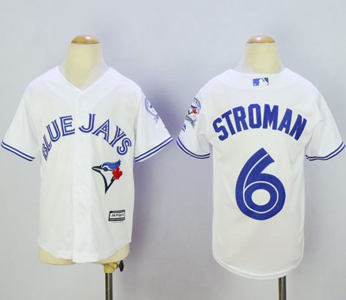 Youth Blue Jays #6 Marcus Stroman White Cool Base Stitched MLB Jersey