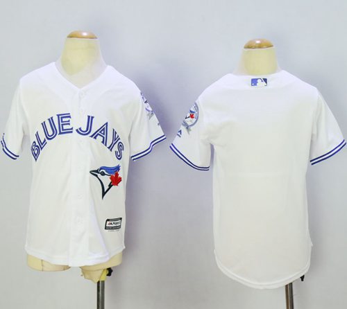 Youth Blue Jays Blank White Cool Base Stitched MLB Jersey