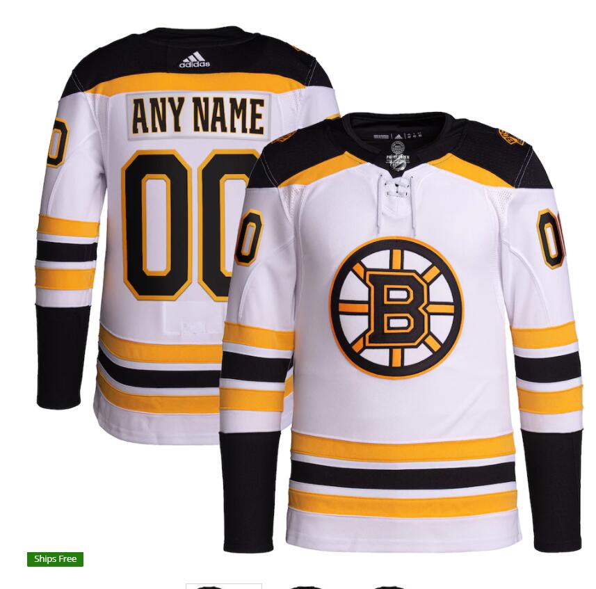 Youth Boston Bruins Custom adidas Away White Premier Jersey Stitched