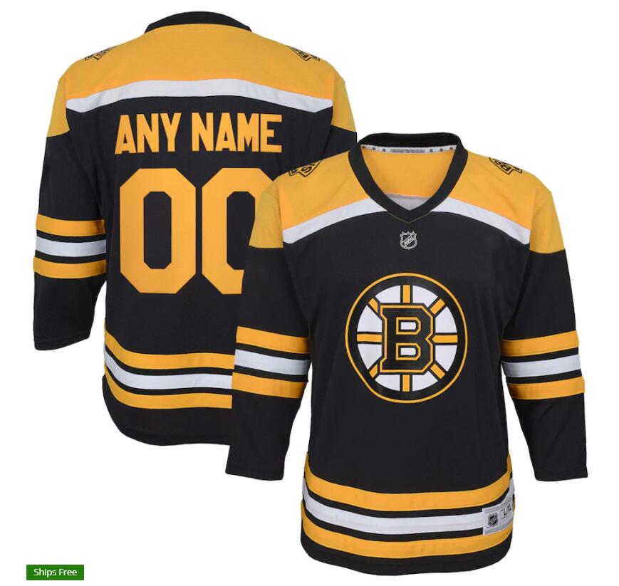 Youth Boston Bruins Custom adidas Black Home Primegreen Jersey Stitched