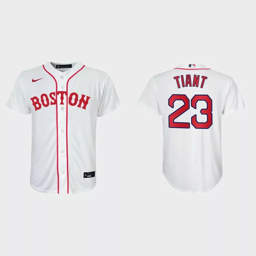 Youth Boston Red Sox #23 Luis Tiant White 2021 Patriots’ Day Replica Jersey