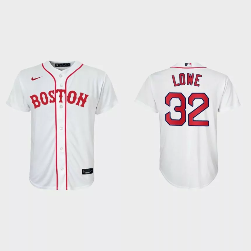 Youth Boston Red Sox #32 Derek Lowe White 2021 Patriots’ Day Replica Jersey
