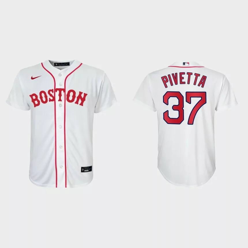 Youth Boston Red Sox #37 Nick Pivetta White 2021 Patriots’ Day Replica Jersey
