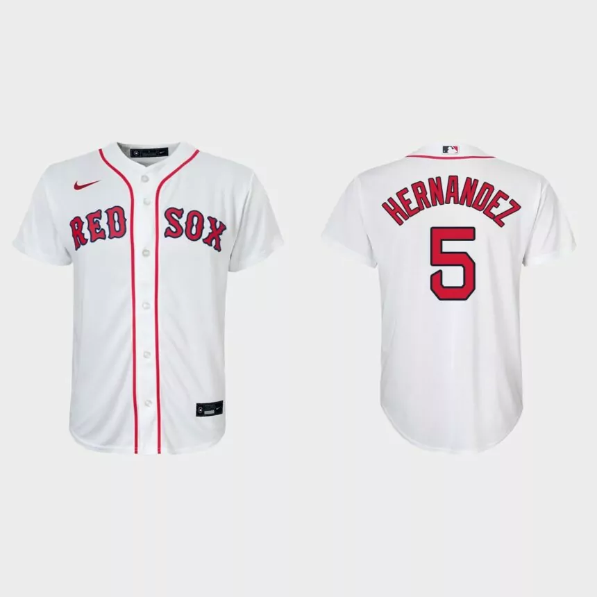 Youth Boston Red Sox #5 Enrique Hernandez White Replica Home Jersey