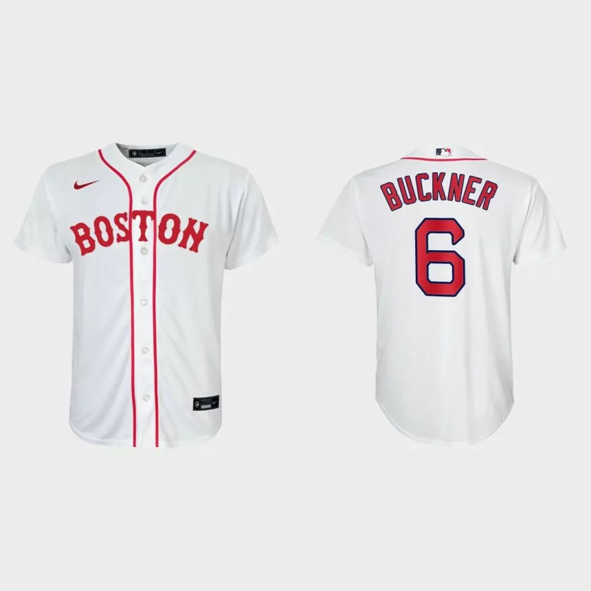 Youth Boston Red Sox #6 Bill Buckner White 2021 Patriots’ Day Replica Jersey