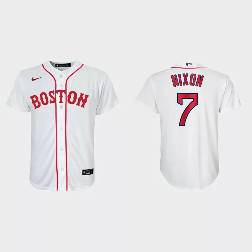 Youth Boston Red Sox #7 Trot Nixon White 2021 Patriots’ Day Replica Jersey
