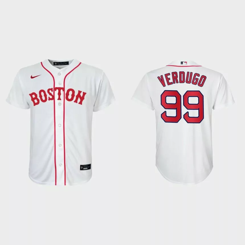 Youth Boston Red Sox #99 Alex Verdugo White 2021 Patriots’ Day Replica Jersey